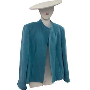 Jessica Womens Blue Wool Cashmere Nylon Blend Lined Blazer Jacket Size 12 READ‍